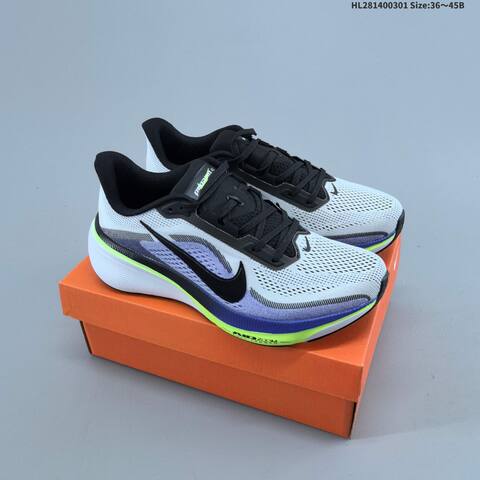 Nike Air Zoom Pegasus 42 Flyknit White Black Purple Neon Green EU 36-45 Running Shoe - Unisex (BS-61486)