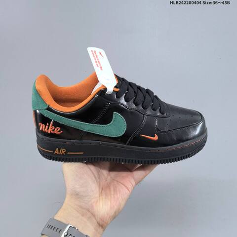 Nike Air Force 1 07 Low Black Green Orange EU 36-45 Sneaker - Unisex (BS-60938)