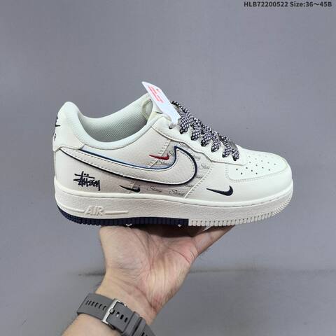 Nike Air Force 1 07 LV8 Stussy Off White Navy Red Light Blue EU 36-45 Sneaker - Unisex (BS-60227)