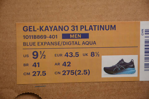 ASICS GEL-KAYANO 31 PLATINUM 1011B869-401 Navy Blue Aqua US 9 5 EUR 43 5 UK 8 5 CM 27 5 Running Shoe Running Sneakers - Men's (BS-59580)
