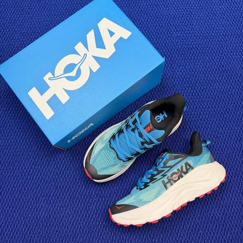 HOKA Challenger 8 Blue Black White Red Trail Shoe Trail Running Sneakers (BS-86849)