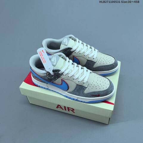 Nike SB Dunk Low Beige Grey Blue Red EU 36-45 Skate Shoe - Unisex (BS-60043)