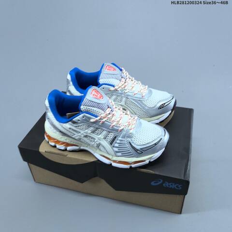 ASICS Gel-Kayano 12 1 Cream Silver Blue Orange EU 36-46 Running Shoe Running Sneakers - Unisex (BS-68976)