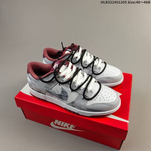 Nike SB Dunk Low Retro DIY White Grey Burgundy Black EU 40-46 Skate Shoe - Men's (BS-62812)