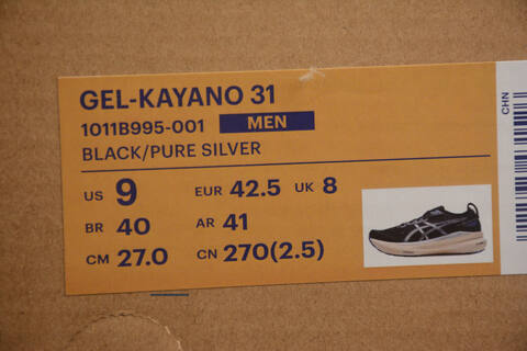 ASICS GEL KAYANO 31 1011B995 001 Black Pure Silver Cream Blue US 9 EUR 42 5 UK 8 CM 27 Running Shoe Running Sneakers - Men's (BS-59577)