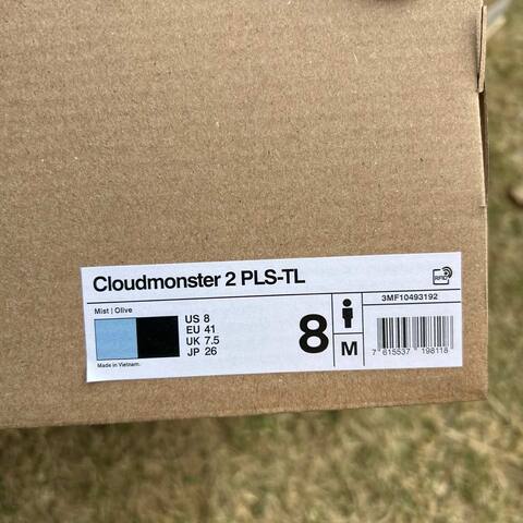 On Cloudmonster 2 PLS TL 3MF10493192 Mist Blue Olive Brown White US 8 EU 41 UK 7 5 JP 26 Running Shoe Running Sneakers - Men's (BS-86986)