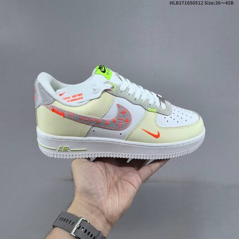 Nike Air Force 1 07 White Beige Grey Orange Neon Green Wheat Tan Gum EU 36 45 Sneaker EU 36-45 - Unisex (BS-60399)