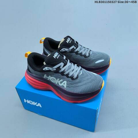 HOKA ONE ONE Bondi 8 Grey Black Red Purple Yellow EU 36-45 Running Shoe Running Sneakers - Unisex (BS-69372)