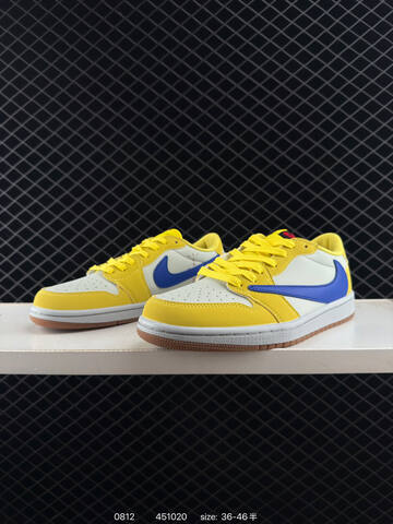 Jordan Air Jordan 1 Low Travis Scott DZ4137 206 Sail Yellow Blue Gum Red EU 36-46 Sneaker - Unisex (BS-80927)