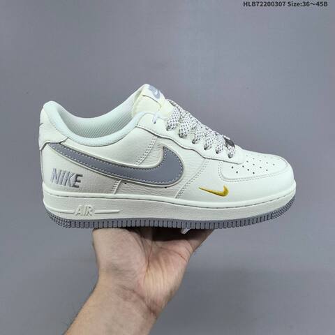 Nike Air Force 1 07 Low Off White Grey Yellow EU 36-45 Sneaker - Unisex (BS-61456)