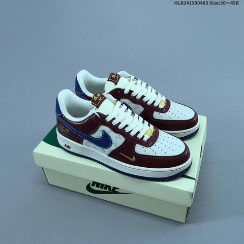 Nike Air Force 1 07 Low White Burgundy Blue Gold EU 36-45 Sneaker - Unisex (BS-60955)