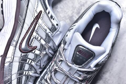 Nike P-6000 White Metallic Silver Burgundy Running Shoe (BS-59649)