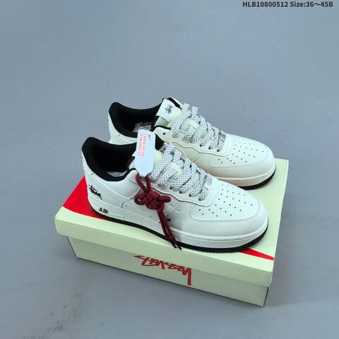 Nike Air Force 1 07 LV8 Stussy White Black Red Gray EU 36-45 Skate Shoe - Unisex (BS-60377)
