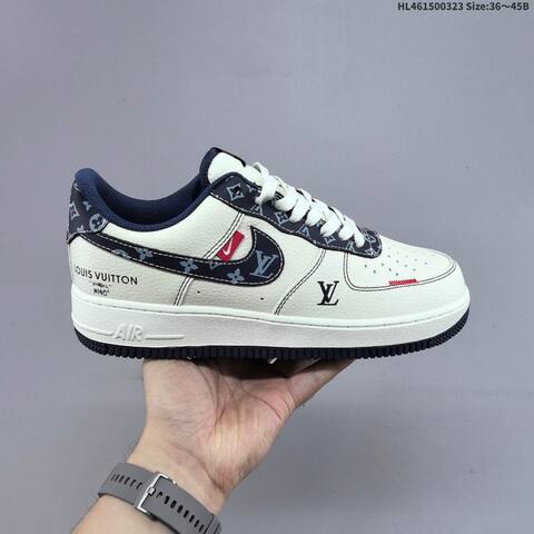 Nike Air Force 1 07 LV8 Off White Navy Blue Red EU 36-45 Sneaker - Unisex (BS-61176)