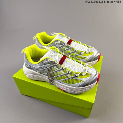 HOKA ONE ONE Mafate Three 2 White Silver Neon Yellow Red EU 36-45 Trail Shoe Trail Running Sneakers - Unisex (BS-69473)