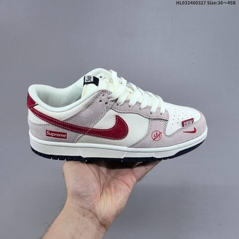 Nike Dunk SB Low Supreme Sail Light Pink Red Navy EU 36-45 Skate Shoe - Unisex (BS-61111)