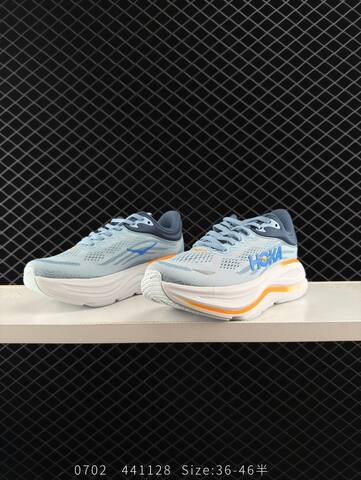 HOKA ONE ONE Bondi 9 Light Blue White Orange Dark Blue EU 36-46 Running Shoe Running Sneakers - Unisex (BS-86577)