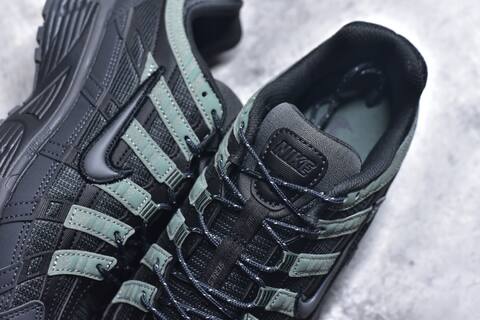 Nike P-6000 Black Dark Grey Clay Green Running Shoe (BS-59675)
