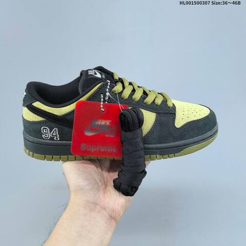 Nike SB Dunk Low Pro Supreme Black Olive Green EU 36-46 Skate Shoe - Unisex (BS-61454)