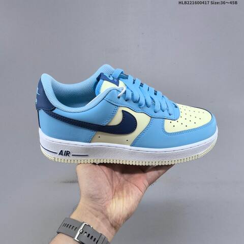 Nike Air Force 1 07 Low Light Blue Pale Yellow Navy White EU 36 45 Sneaker EU 36-45 - Unisex (BS-60673)