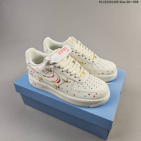 Nike Air Force 1 07 ZH0316-151 Off White Gold Multicolor EU 36-45 Sneaker - Unisex (BS-62810)