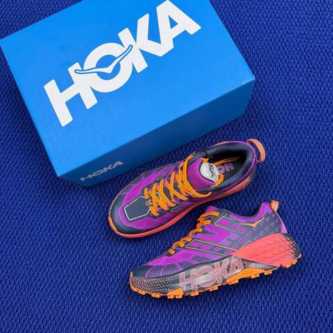HOKA Speedgoat 2 Purple Orange Dark Grey Coral Trail Shoe Trail Running Sneakers (BS-86814)