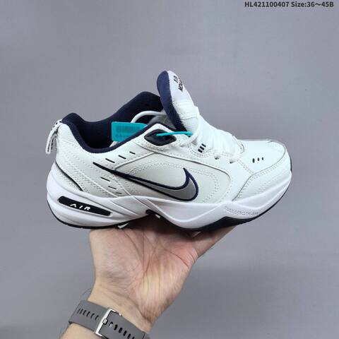 Nike Air Monarch IV White Navy Silver Black EU 36-45 Training Shoe - Unisex (BS-60910)