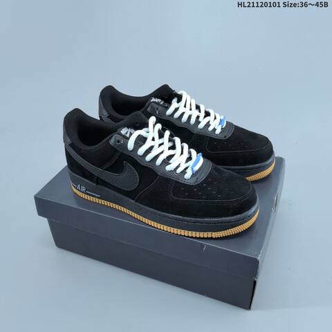 Nike Air Force 1 07 Black White Gum Blue EU 36-45 Sneaker - Unisex (BS-62267)