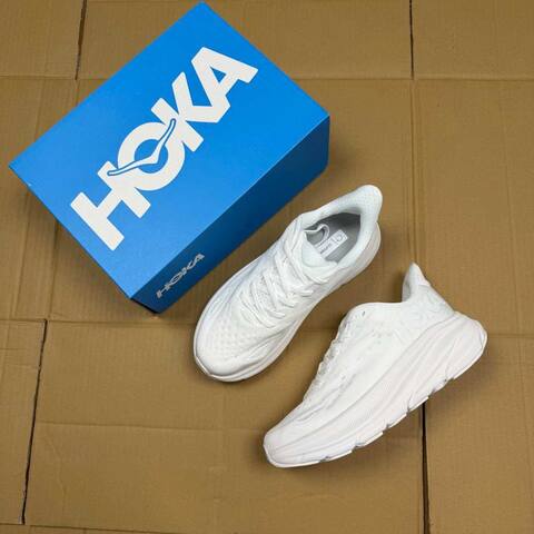 HOKA Clifton 9 All White Running Shoe Running Sneakers (BS-86866)