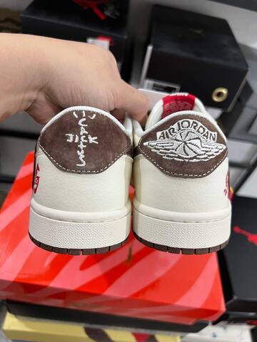 Jordan Air Jordan 1 Low Travis Scott CNY JY6988-141 Sail Brown Red White Sneaker (BS-87220)