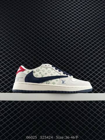 Jordan Air Jordan 1 Low Travis Scott Louis Vuitton Sail Navy Red Grey EU 36-46 Sneaker - Unisex (BS-81151)