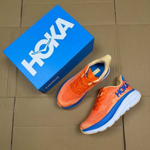 HOKA Clifton 9 Orange Blue White Yellow Running Shoe Running Sneakers (BS-86880)