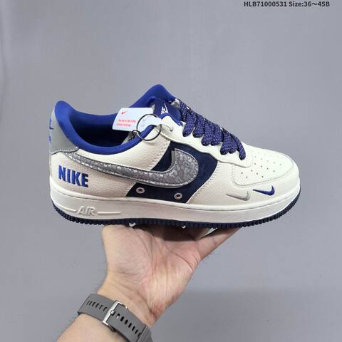 Nike Air Force 1 07 Low Off White Navy Blue Silver EU 36-45 Sneaker - Unisex (BS-60046)