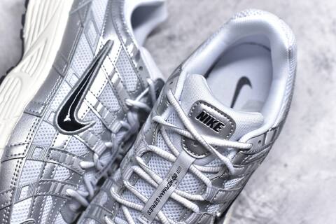 Nike P-6000 Metallic Silver White Black Sail Running Shoe (BS-59673)