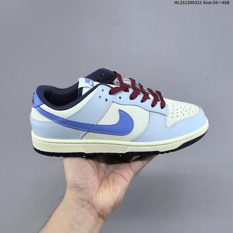 Nike Dunk Low Sail Light Blue Navy Burgundy EU 36-46 Skate Shoe - Unisex (BS-61220)