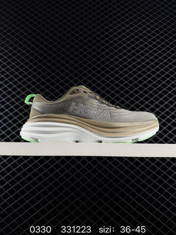HOKA ONE ONE Bondi 8 Olive Grey White Light Green Tan EU 36-45 Running Shoe Running Sneakers - Unisex (BS-86274)
