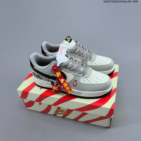 Nike Air Force 1 Low Light Grey Off White Black Red EU 36-45 Sneaker - Unisex (BS-61660)
