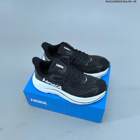 HOKA Clifton 10 Wide Black White EU 40-45 Running Shoe Running Sneakers - Men's (BS-69333)