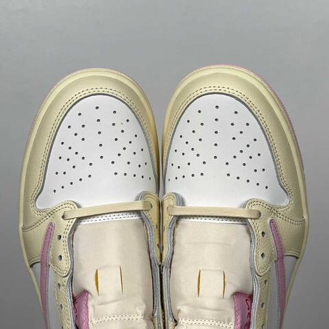 Jordan Travis Scott x Air Jordan 1 Low OG SP IQ7604-100 White Cream Pink Yellow Sneaker (BS-87192)