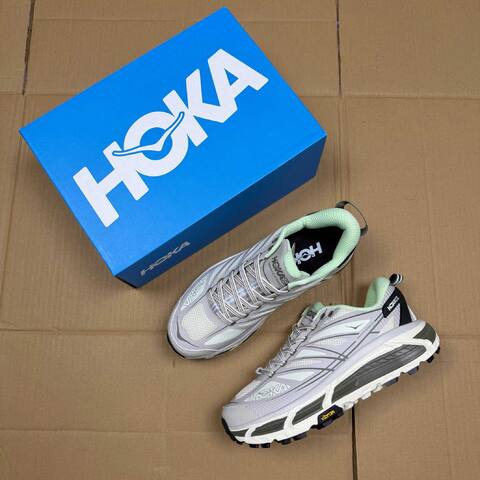 HOKA Mafate Speed 2 Light Grey Mint Green White Black Trail Shoe Trail Running Sneakers (BS-86896)