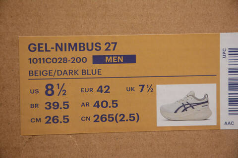 ASICS GEL NIMBUS 27 Cream Navy Grey Running Shoe Running Sneakers (BS-59737)