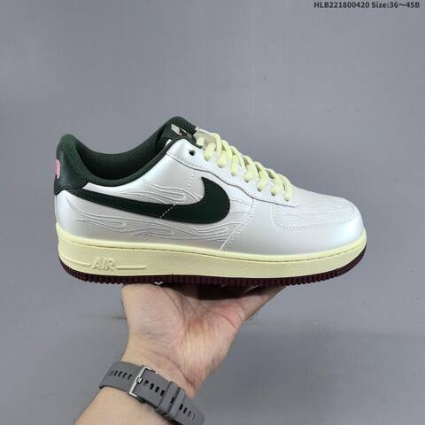 Nike Air Force 1 07 White Dark Green Cream Maroon Pink EU 36-45 Sneaker - Unisex (BS-60623)