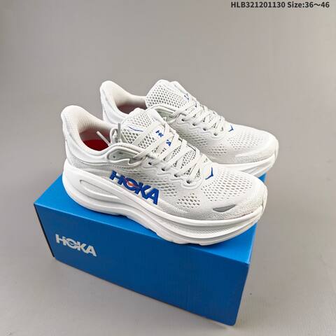 HOKA ONE ONE Bondi 9 White Blue Red EU 36-46 Running Shoe Running Sneakers - Unisex (BS-69440)
