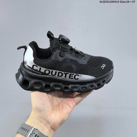 On Cloudtec Kids Black White Silver EU 26-37 Running Shoe - Women's (BS-60740)
