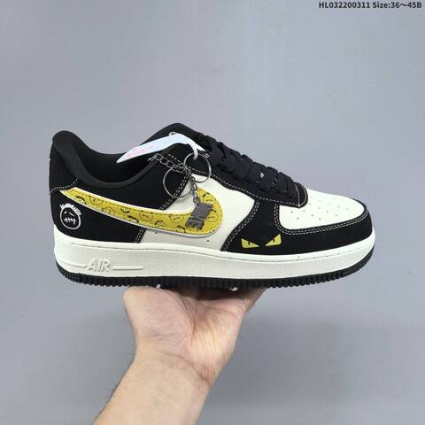 Nike Air Force 1 07 LV8 Black White Yellow Brown EU 36 45 Sneaker EU 36-45 - Unisex (BS-61383)