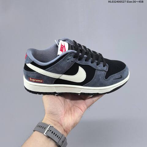 Nike Dunk SB Low Supreme Black Grey Sail Red EU 36-45 Skate Shoe - Unisex (BS-60091)