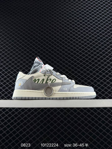 Jordan Air Jordan 1 Low Travis Scott Reverse Mocha Custom Sail Grey Olive White EU 36-45 Sneaker - Unisex (BS-80847)