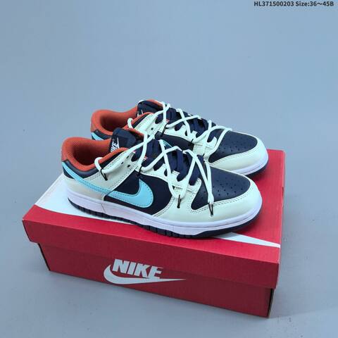 Nike Dunk Low Cream Navy Light Blue Orange EU 36-45 Skate Shoe - Unisex (BS-61568)