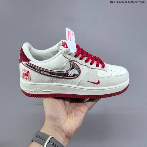 Nike Air Force 1 07 Low Off White Red Silver Burgundy Black EU 36-45 Sneaker - Unisex (BS-61023)