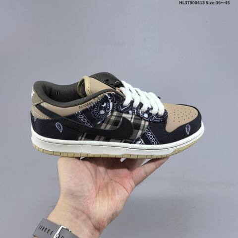 Nike Travis Scott x SB Dunk Low Black Khaki White Beige EU 36-45 Skate Shoe - Unisex (BS-60766)